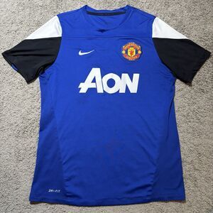 Manchester United Nike Training Jersey Blue Men’s Size Large Aon Soccer Dri-Fit